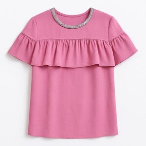 Juicy Couture • Pink Rhinestone Neck Flounce Top • Size S